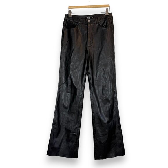 Tiger Mist Faux Leather Pants Straight Leg Chic Edgy vegan Clubwear Y2K Medium - Picture 2 of 11